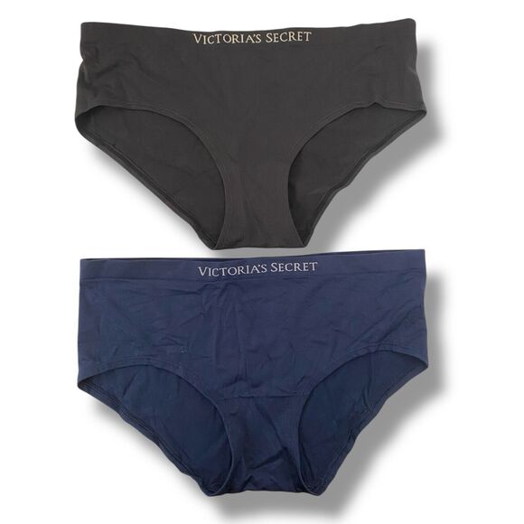 Victoria’s Secret Sexy 2 Seamless Stretch Panties Crown Blue & Gray‎  LG WP89 - Picture 1 of 6